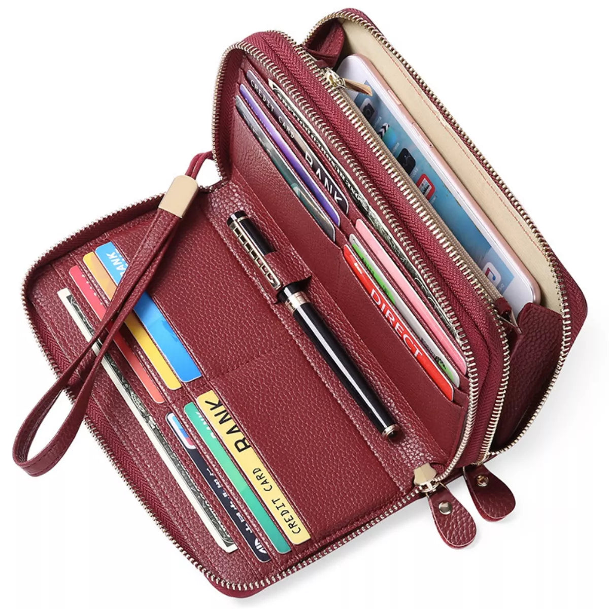 Double Zipper Leather Wallet - Lilixa.store