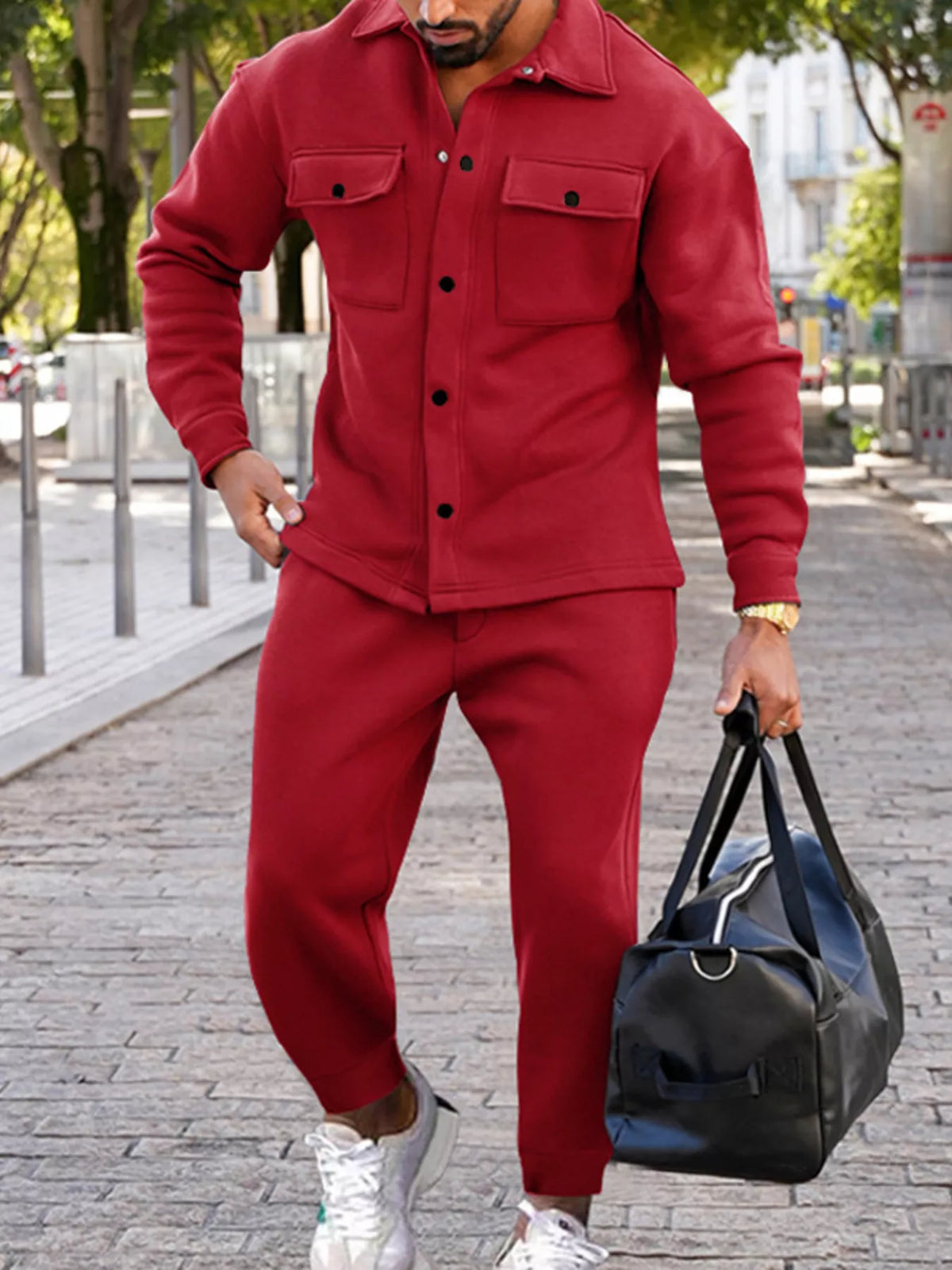 Men's Full Size Long-Sleeve Shirt and Joggers Set Plus Size - Lilixa.store