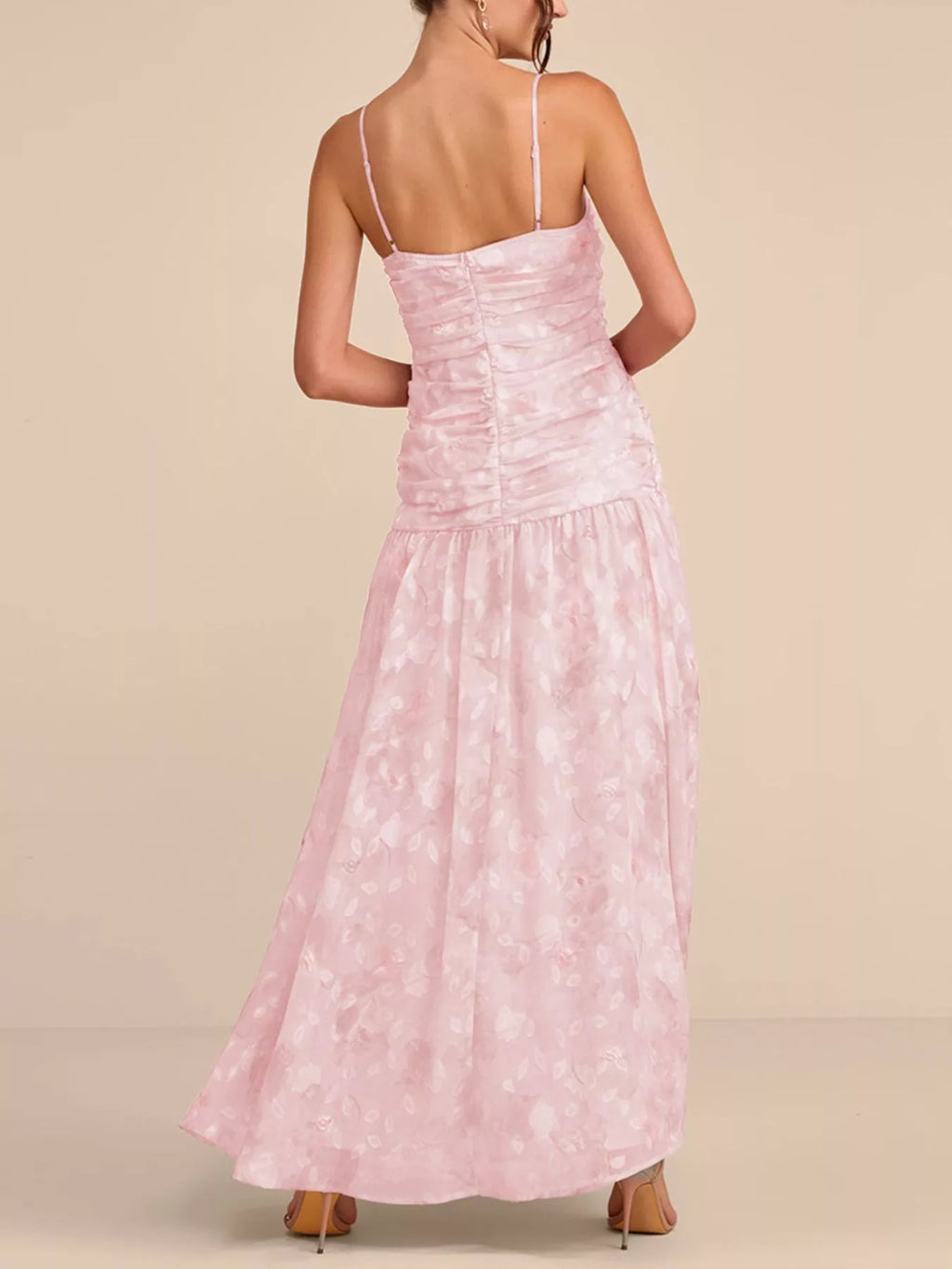 Ruched Spaghetti Strap Maxi Dress - Lilixa.store