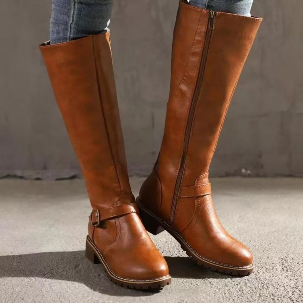 Round Toe Block Heels Boots, view 3