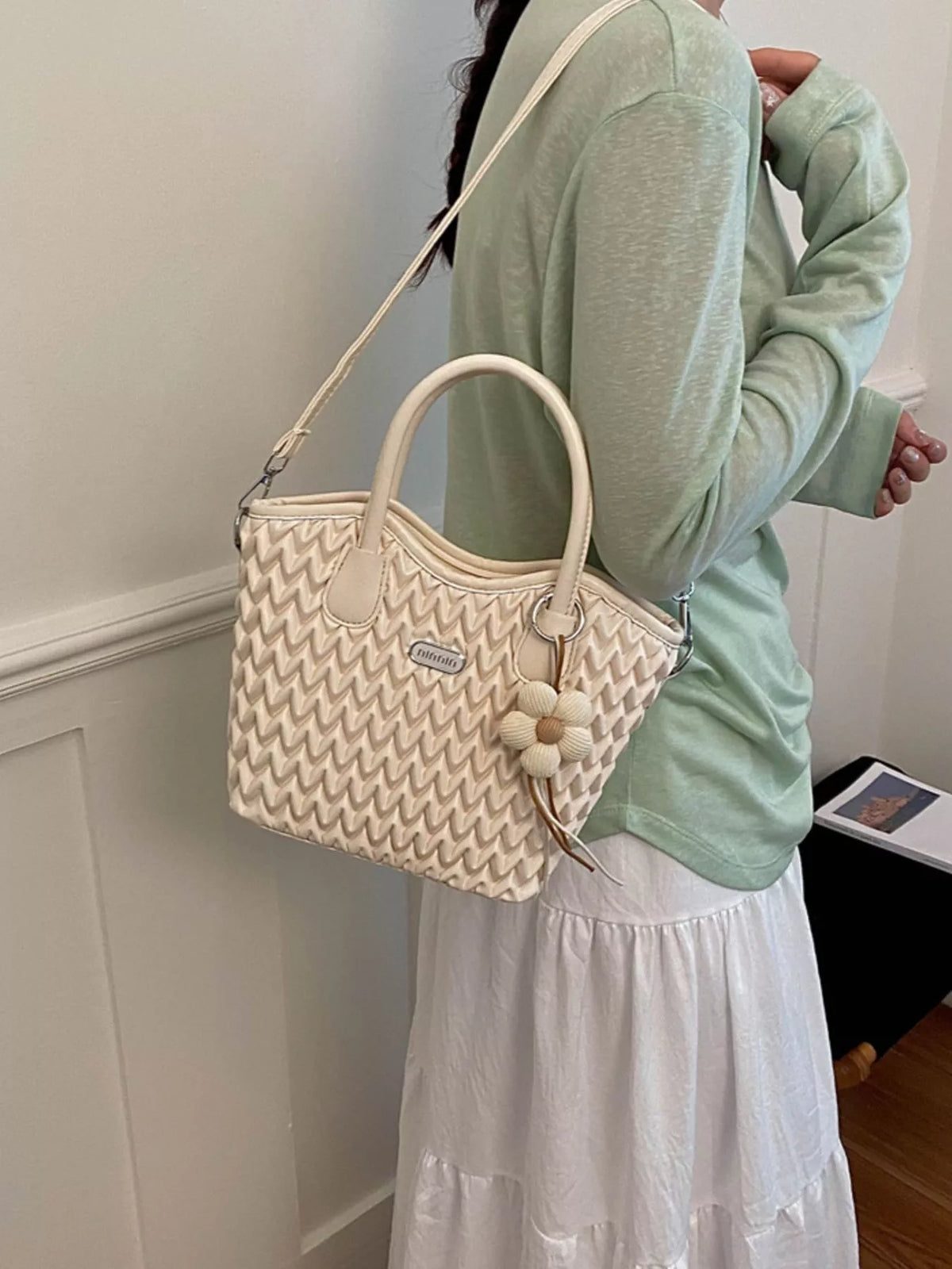 Top Handle Texture Crossbody Bag
