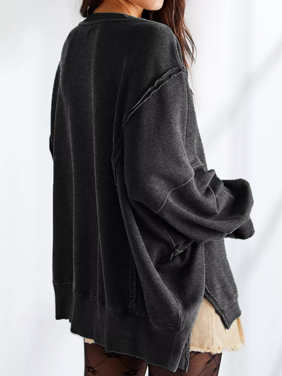 Oversized Relaxed Fit Crew Neck Sweatshirt, view 2