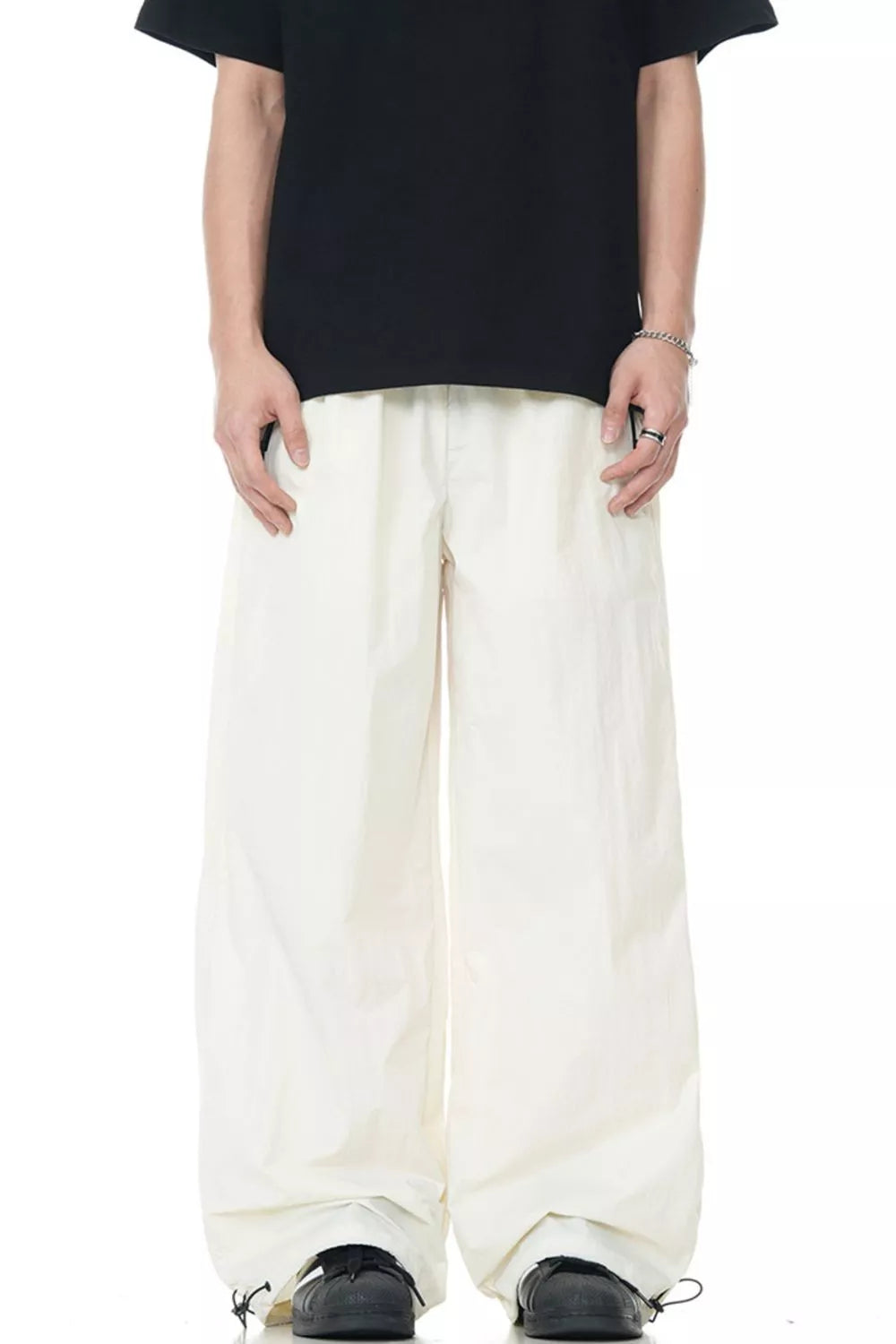 Men's Wide Leg Lightweight Casual Pants in Cream