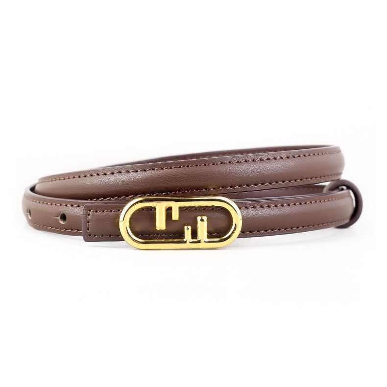Buckle Leather Skinny Belt - Lilixa.store