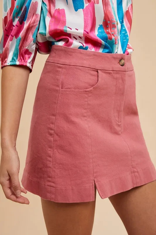 Annie Wear Comfort Stretch Cotton Slit Detailed Mini Skirt - Lilixa.store