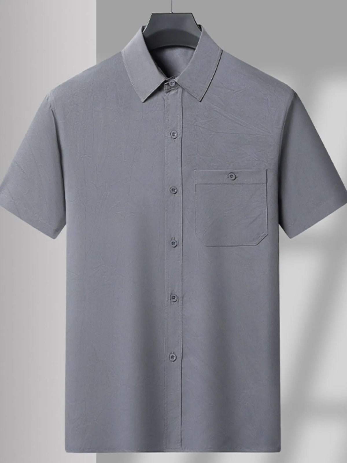Men's Plus Size Button Up Short Sleeve Shirt and Pants Set, view 3
