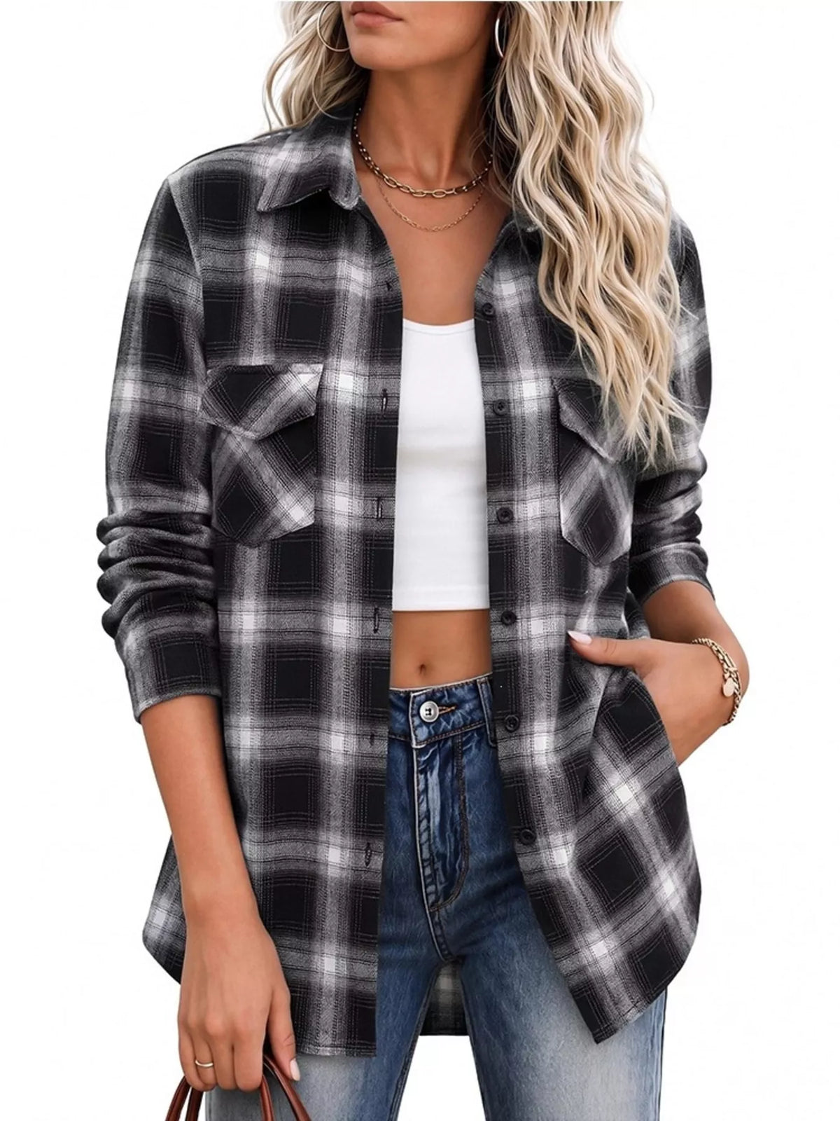 Casual Plaid Button-Down Shirt - Lilixa.store