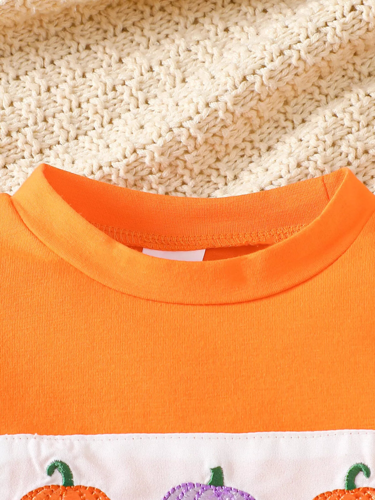 Children's Halloween Pumpkin Long Sleeve Top and Spiderweb Bell Bottom Set - Lilixa.store