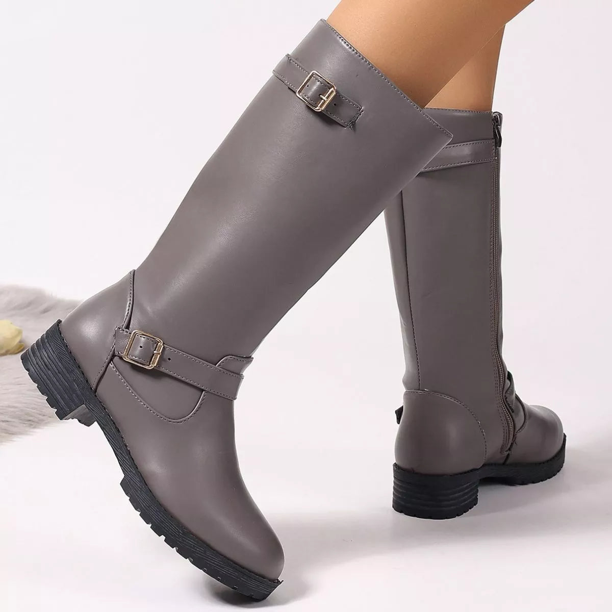 Round Toe Block Heels Boots - Lilixa.store