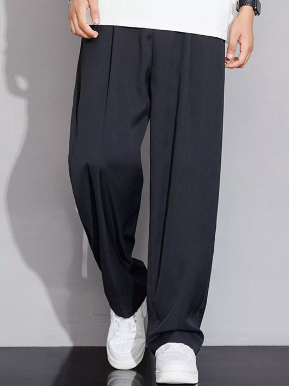 Men's Full Size Wide Leg Casual Pants Plus Size in Black