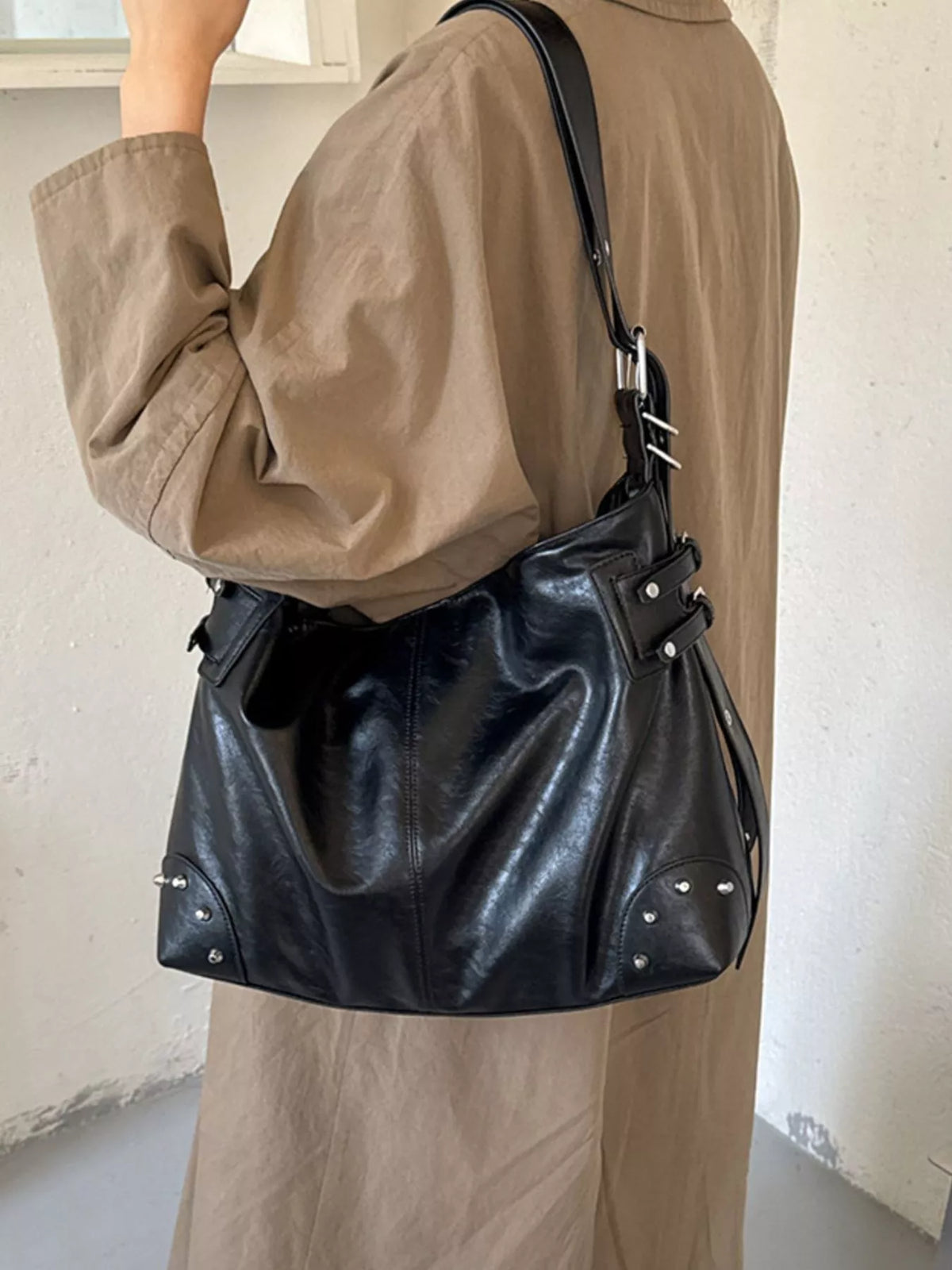 Rivet Decor Shoulder Bag - Lilixa.store