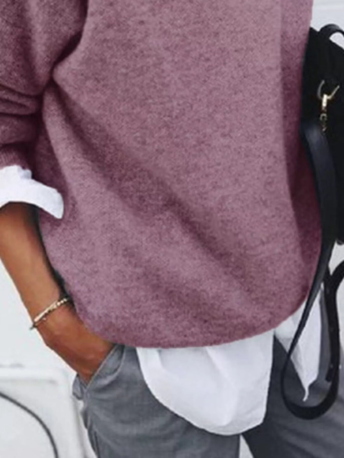 Full Size Round Neck Long Sleeve Sweater Plus Size