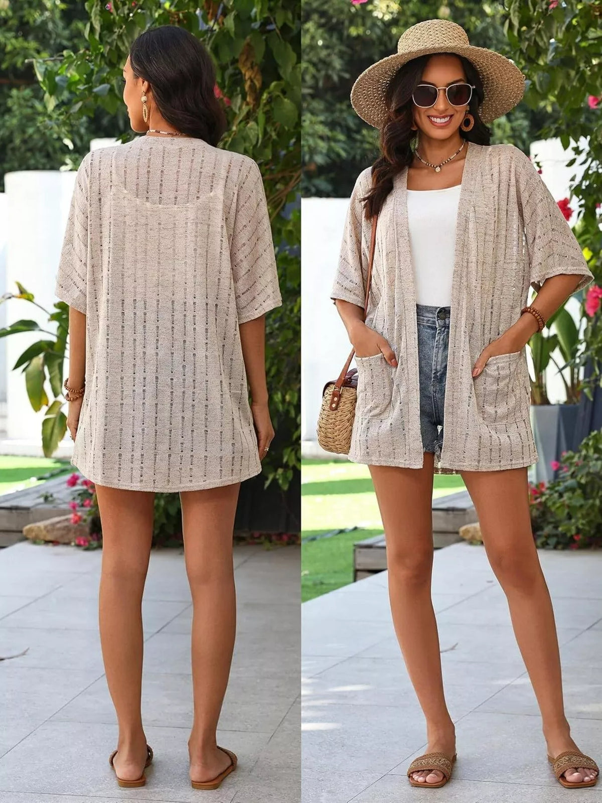 Openwork Open Front Cardigan - Lilixa.store