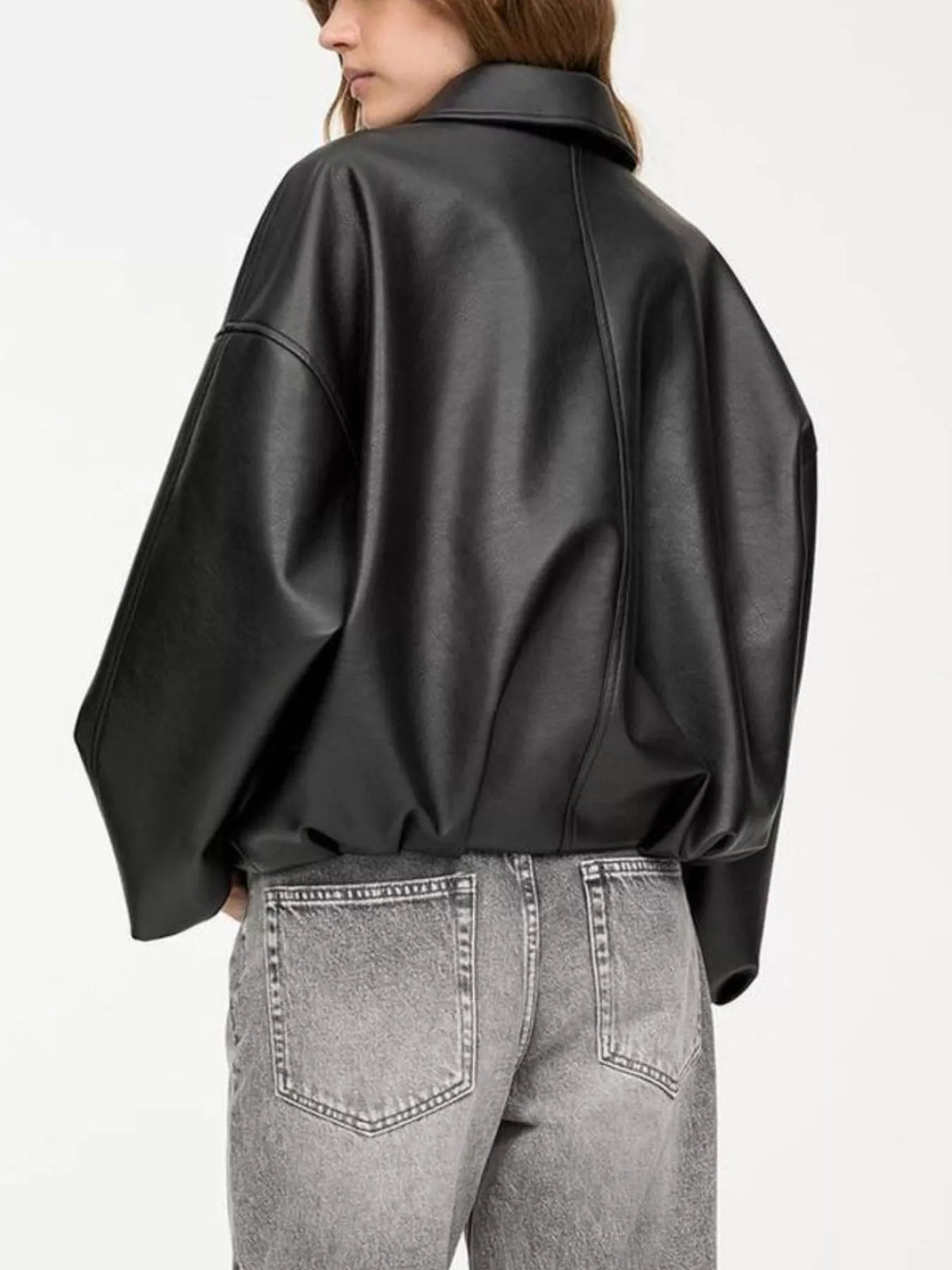 Faux Leather Zip Up Jacket - Lilixa.store
