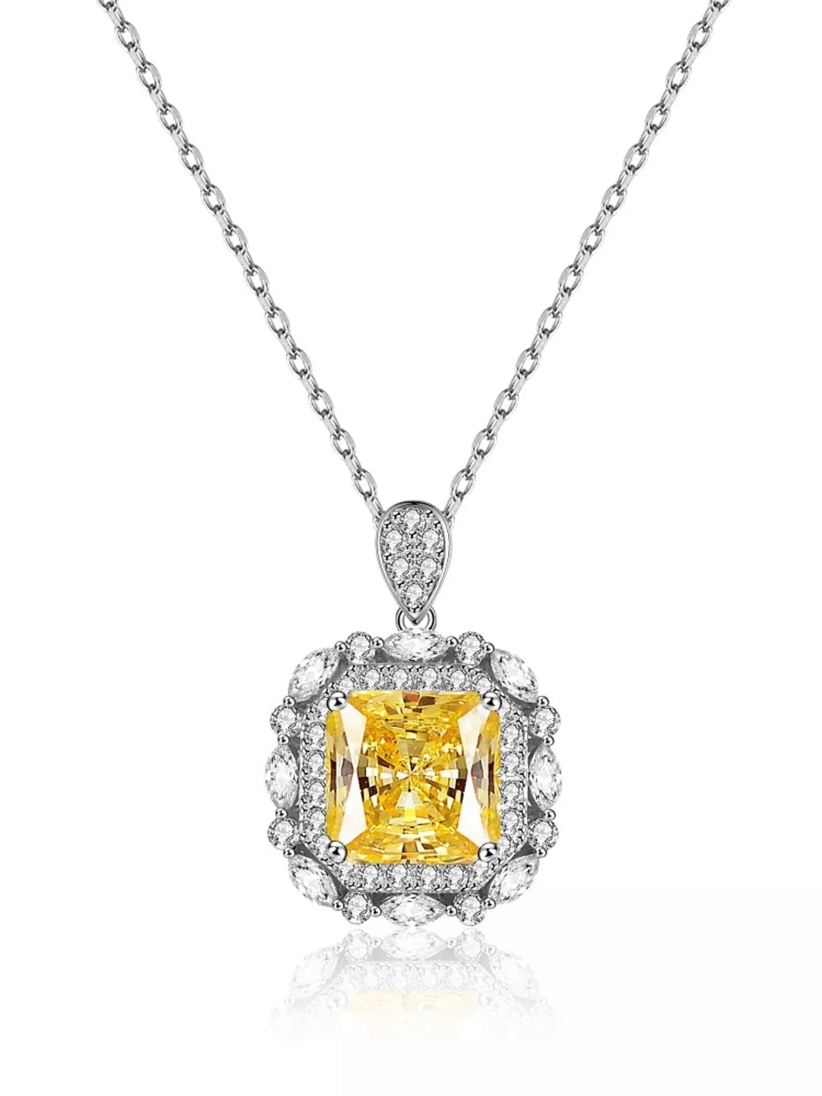 925 Sterling Silver Zircon Geometric Pendant Necklace - Lilixa.store