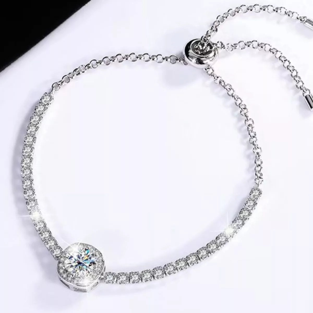 1 Carat Moissanite 925 Sterling Silver Chain Bracelet - Lilixa.store