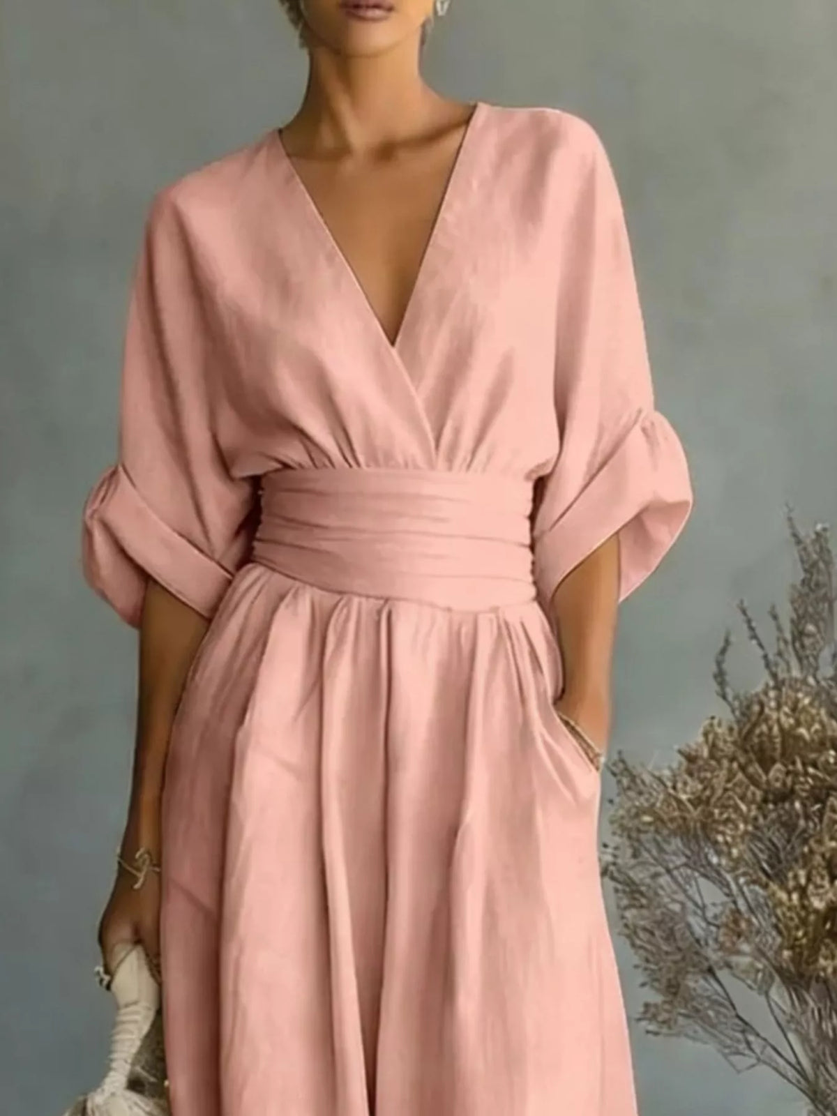Full Size Half Sleeve Wide-Leg Jumpsuit Plus Size - Lilixa.store