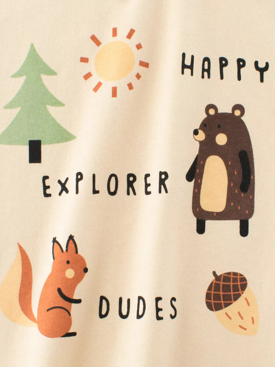 Children's Happy Explorer Woodland Creatures Graphic T-Shirt - Lilixa.store