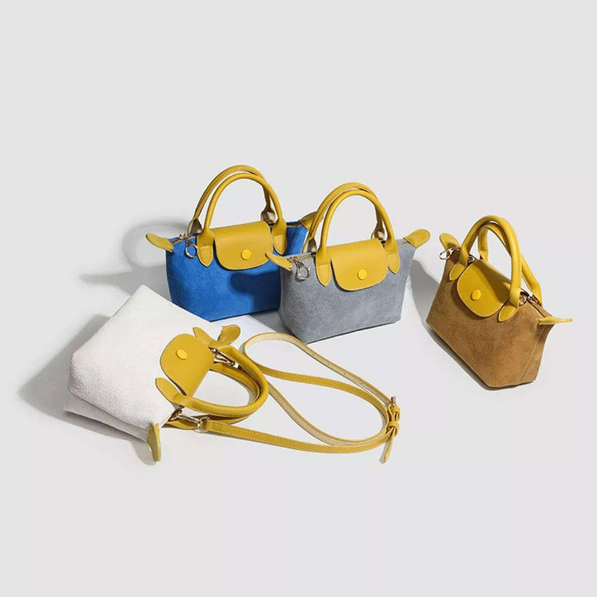 Stylish Two-Tone Suede Crossbody Bag