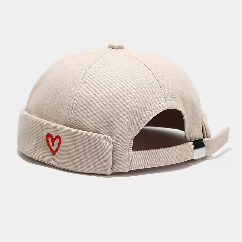 Embroidered Heart Brimless Docker Hat - Lilixa.store