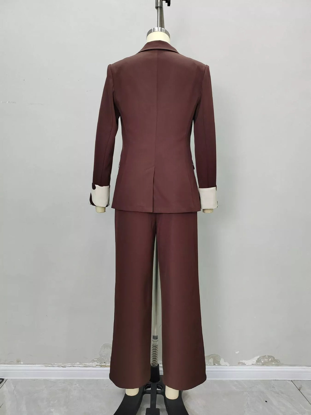 Lapel Collar Blazer and Wide Leg Pants Set