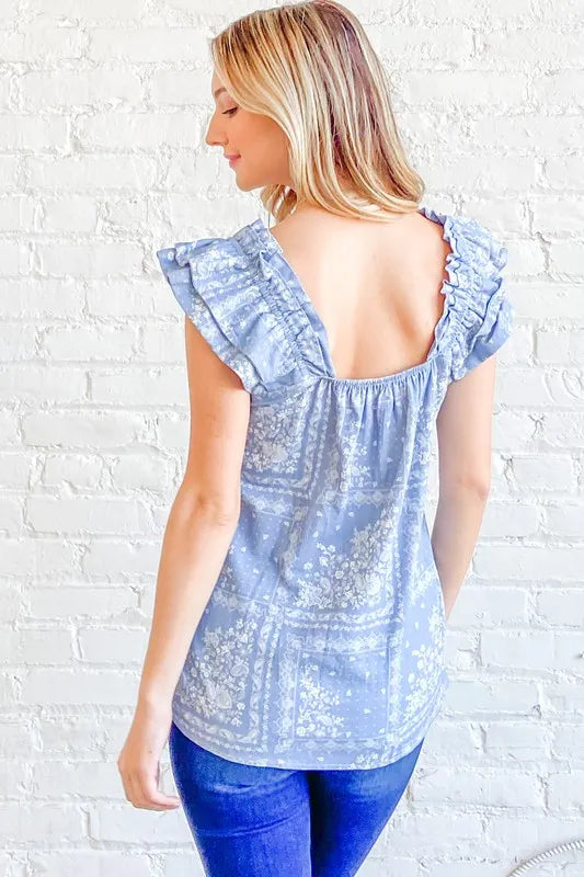 And The Why Boho Print Ruffle Baby Doll Tank Top - Lilixa.store