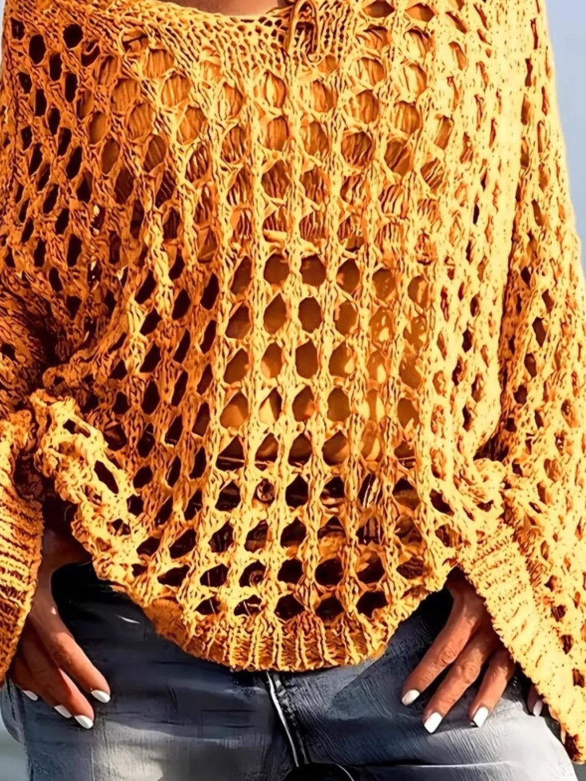 Crochet Long Sleeve Knit Cover Up - Lilixa.store