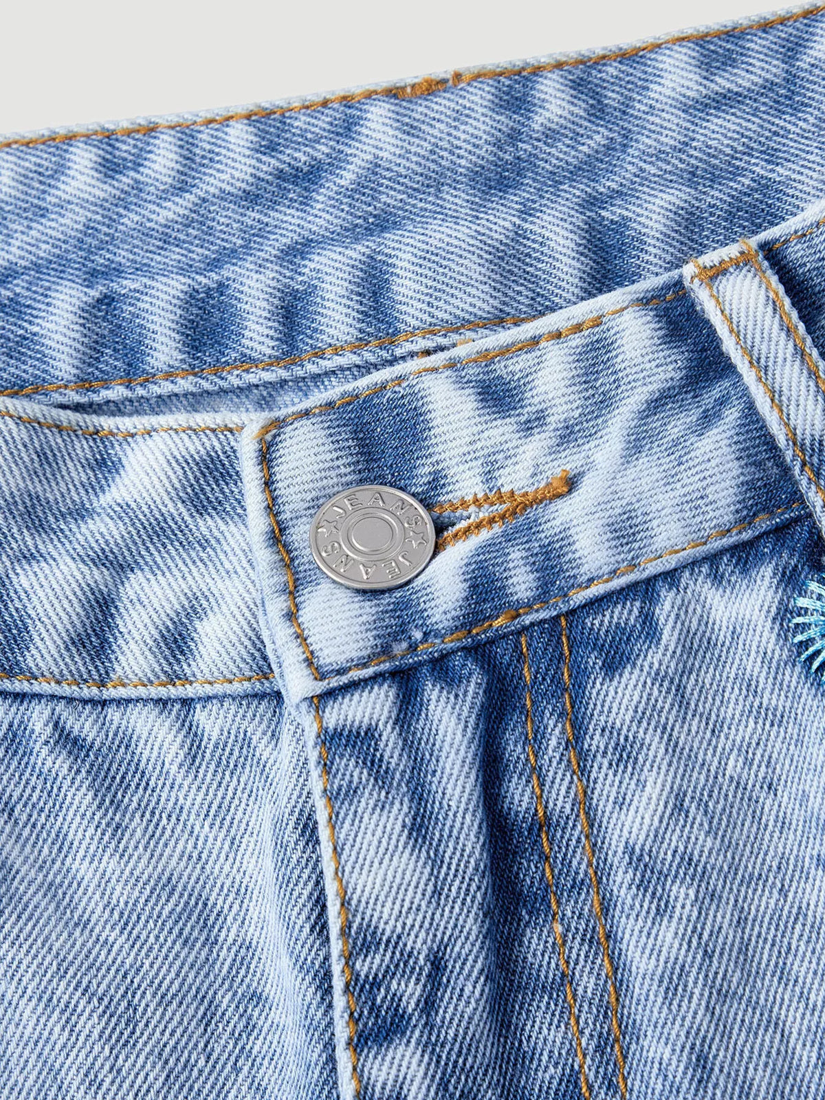 Embroidered High-Waisted Wide-Leg Jeans - Lilixa.store