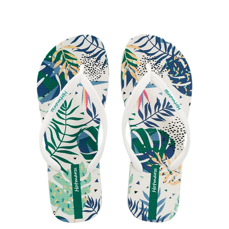 Tropical Leaf Print Summer Slippers - Lilixa.store