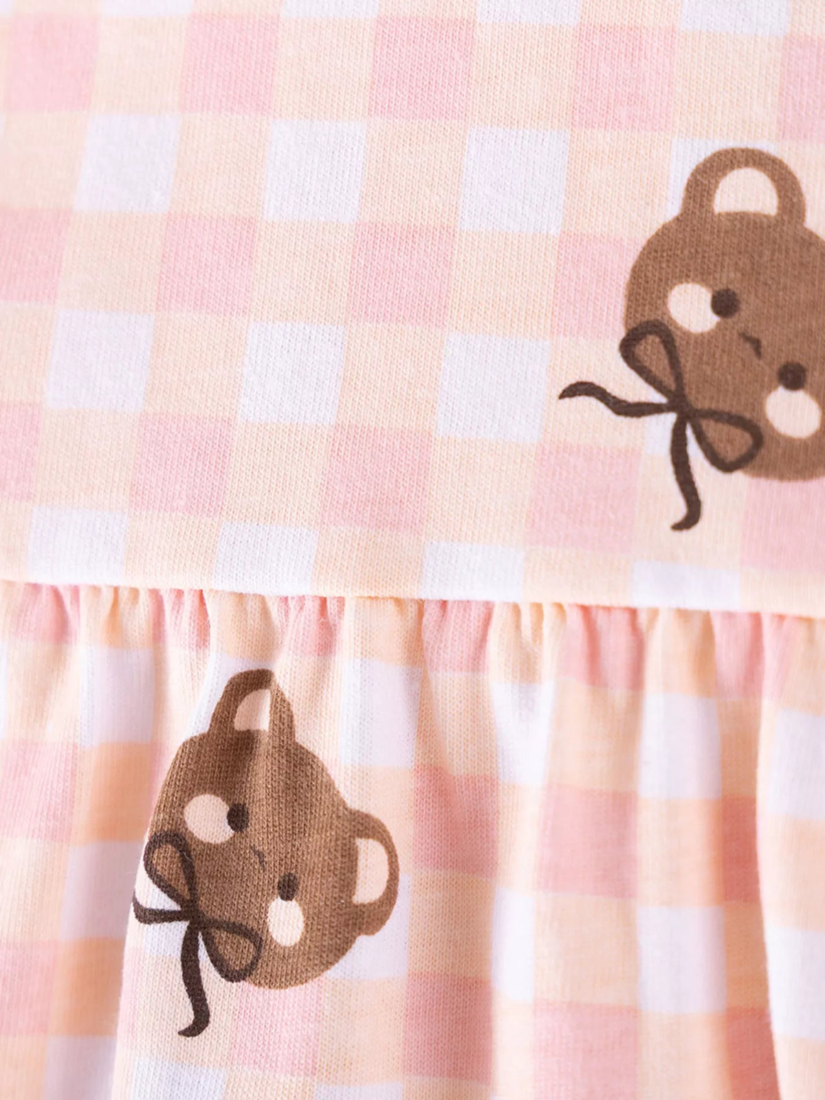 Children's Gingham Bear Print Peplum Top and Leggings Set - Lilixa.store