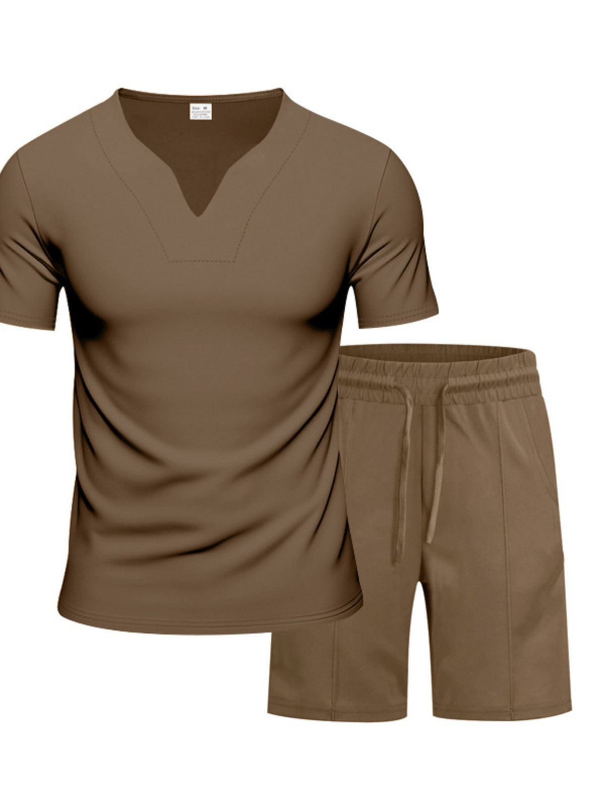 Men's Full Size V-Neck Short Sleeve T-Shirt and Shorts Set Plus Size - Lilixa.store