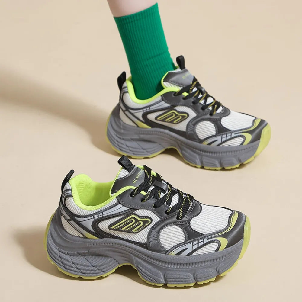 Letter Lace-Up Round Toe Athletic Shoes - Lilixa.store