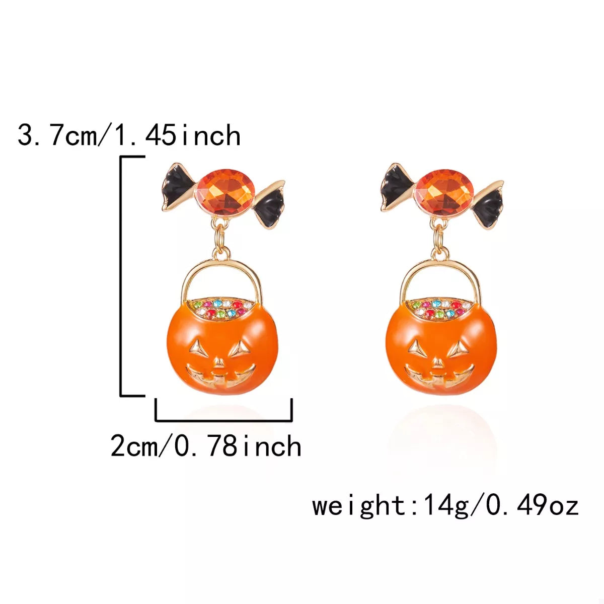 Halloween Rhinestone Pumpkin Dangle Earrings - Lilixa.store