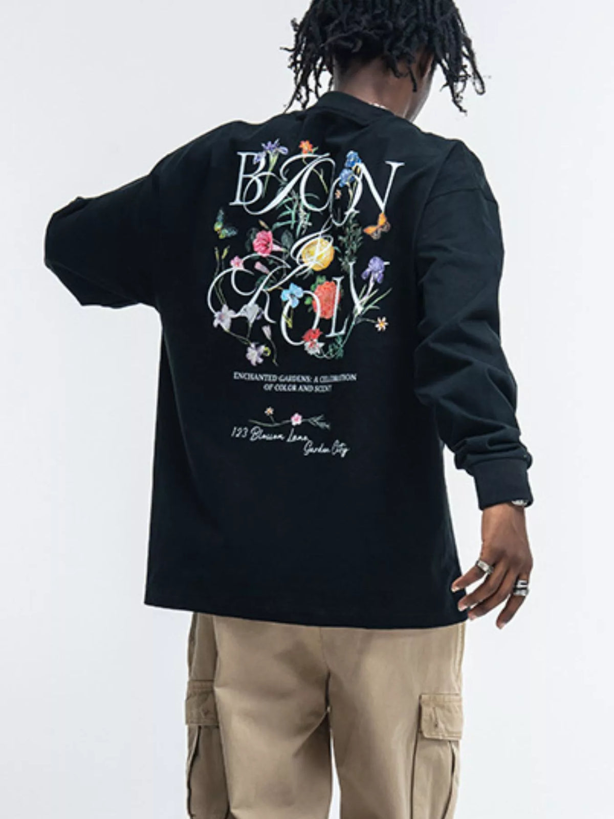 Men's Oversized Graphic Long Sleeve T-Shirt - Lilixa.store