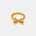 Twisted Titanium Steel Bow Ring in Gold