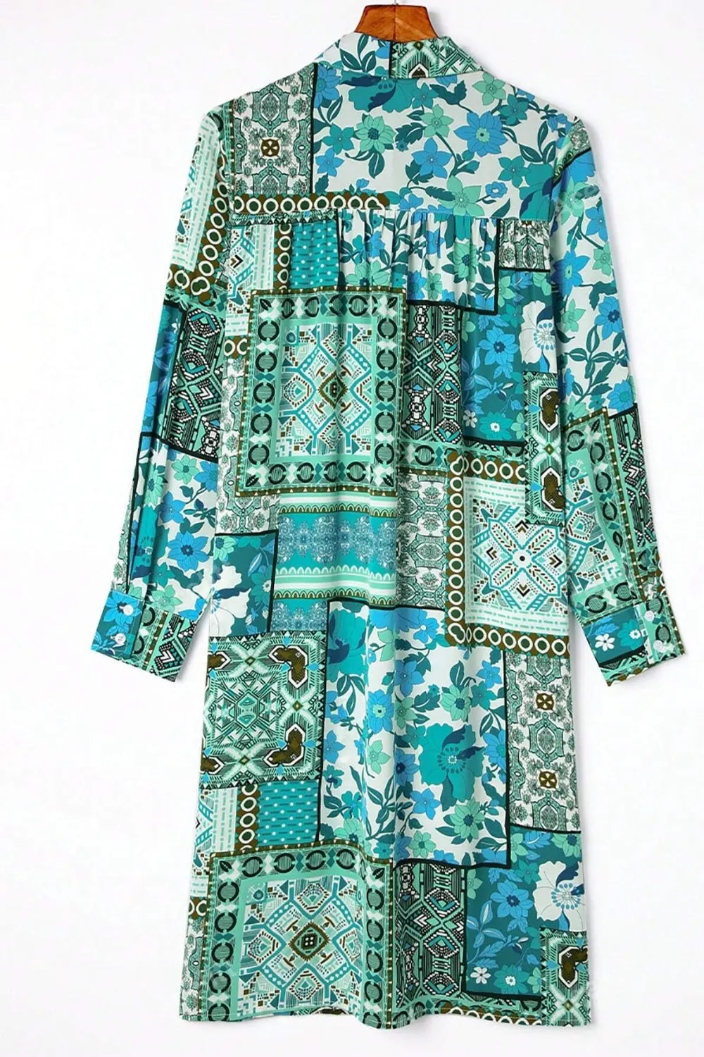 Printed Button Up Long Sleeve Cardigan, view 10