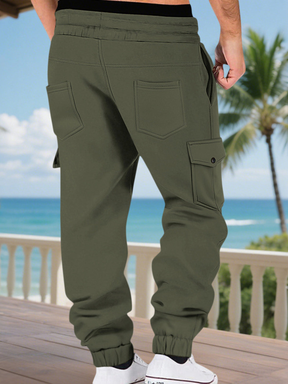 Men's Full Size Cargo Joggers with Multi-Pockets Plus Size, view 2