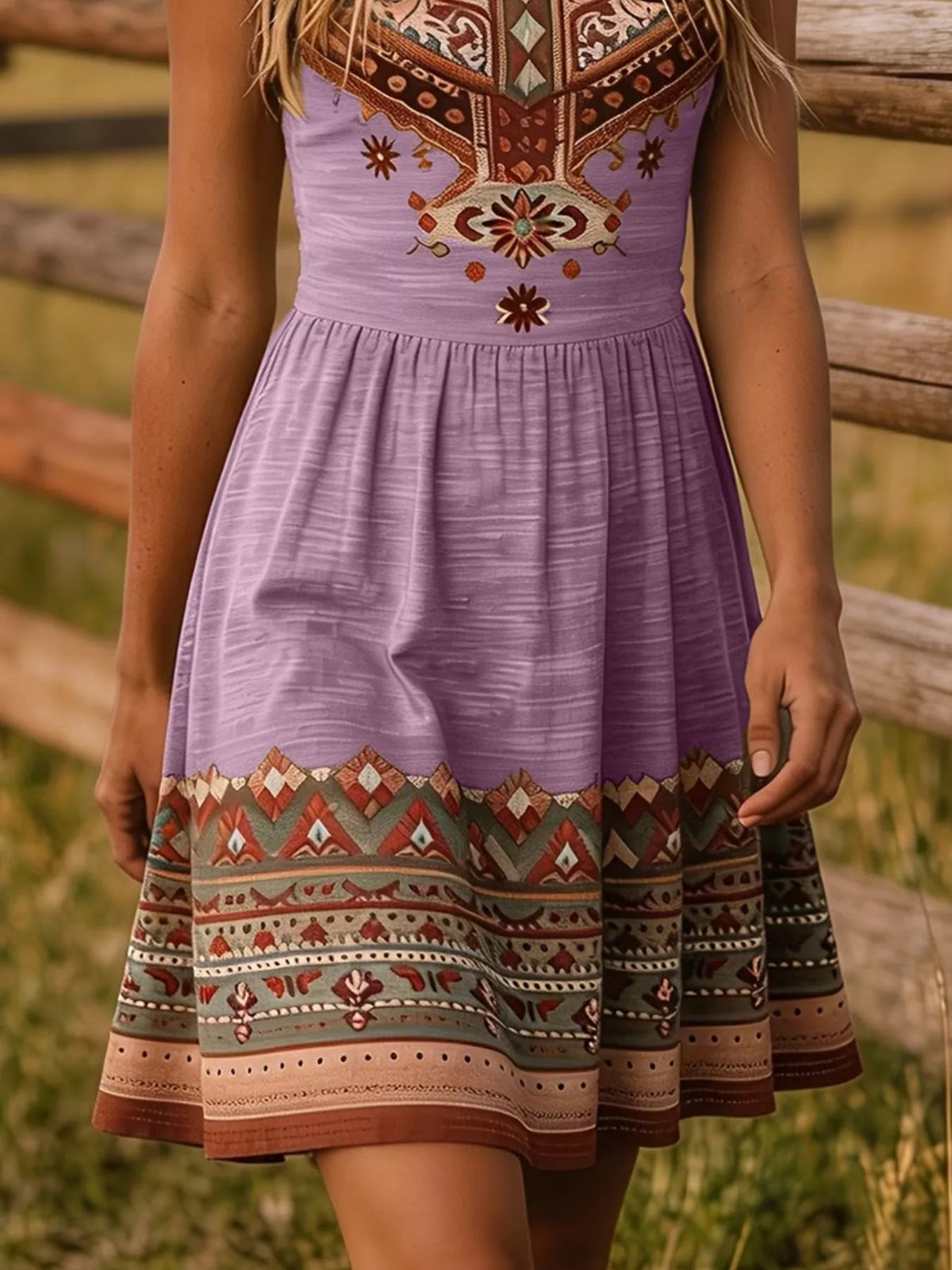Tribal Print Sleeveless A-Line Summer Dress - Lilixa.store