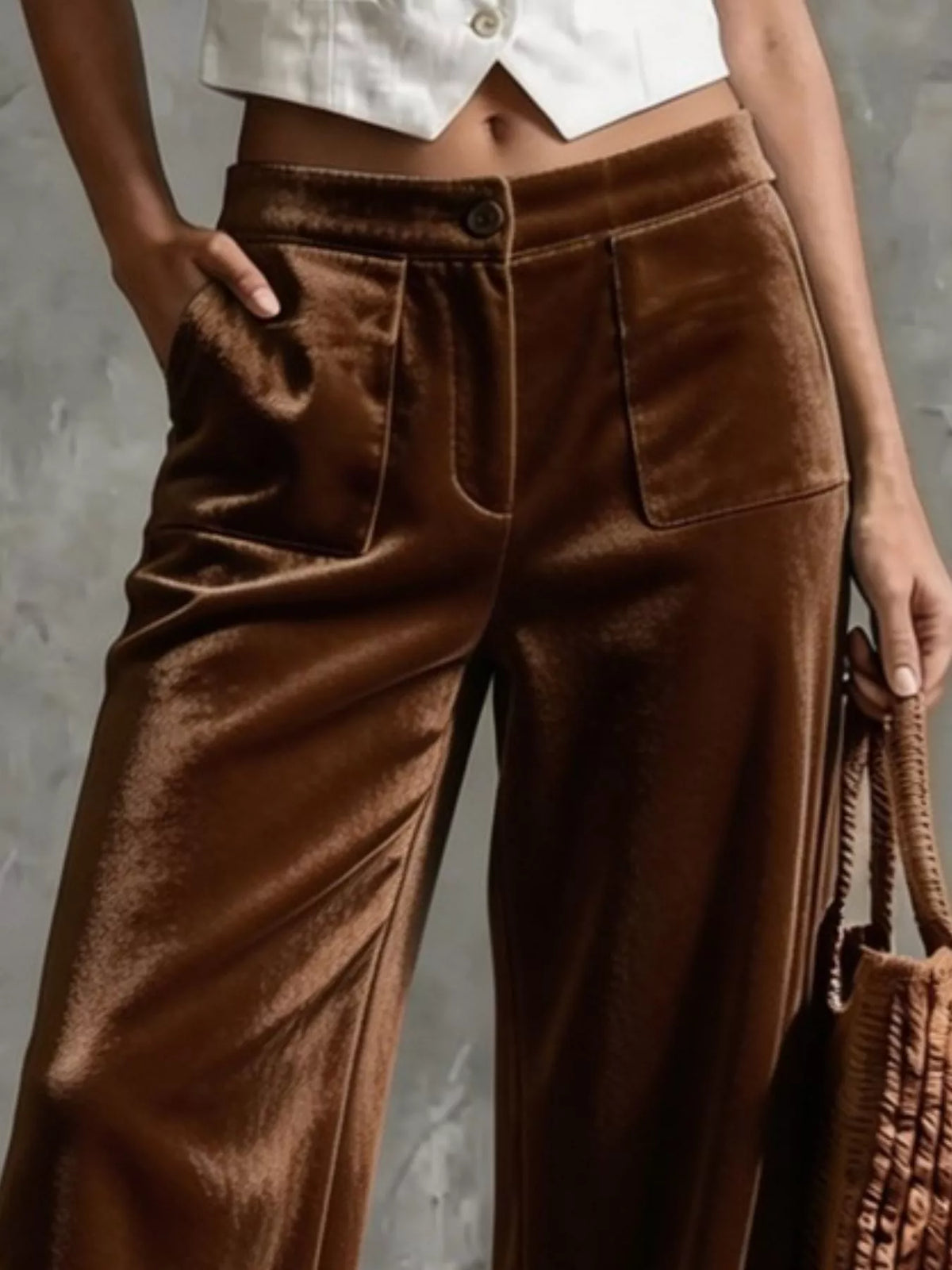 Full Size Velvet Wide-Leg Pants Plus Size
