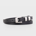 Skinny Leather Belt with Silver Buckle - Lilixa.store