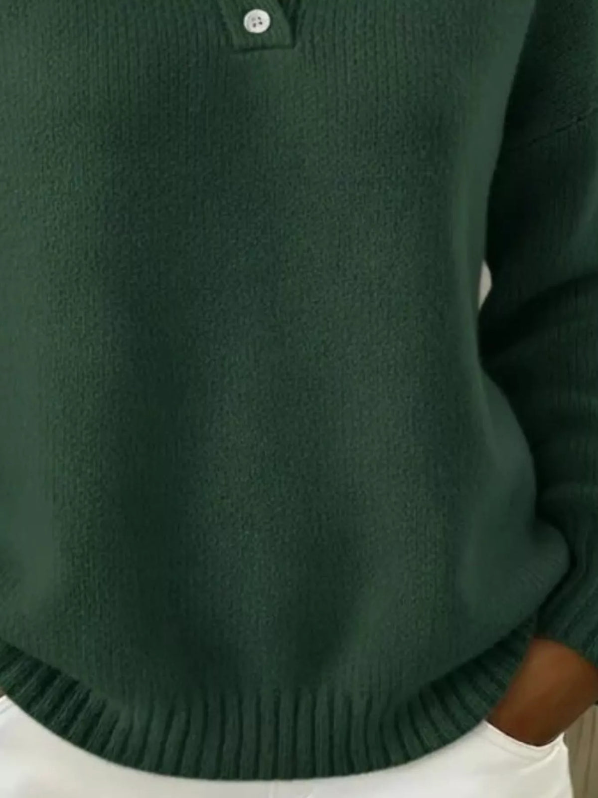 Full Size Button Detail Dropped Shoulder Sweater Plus Size