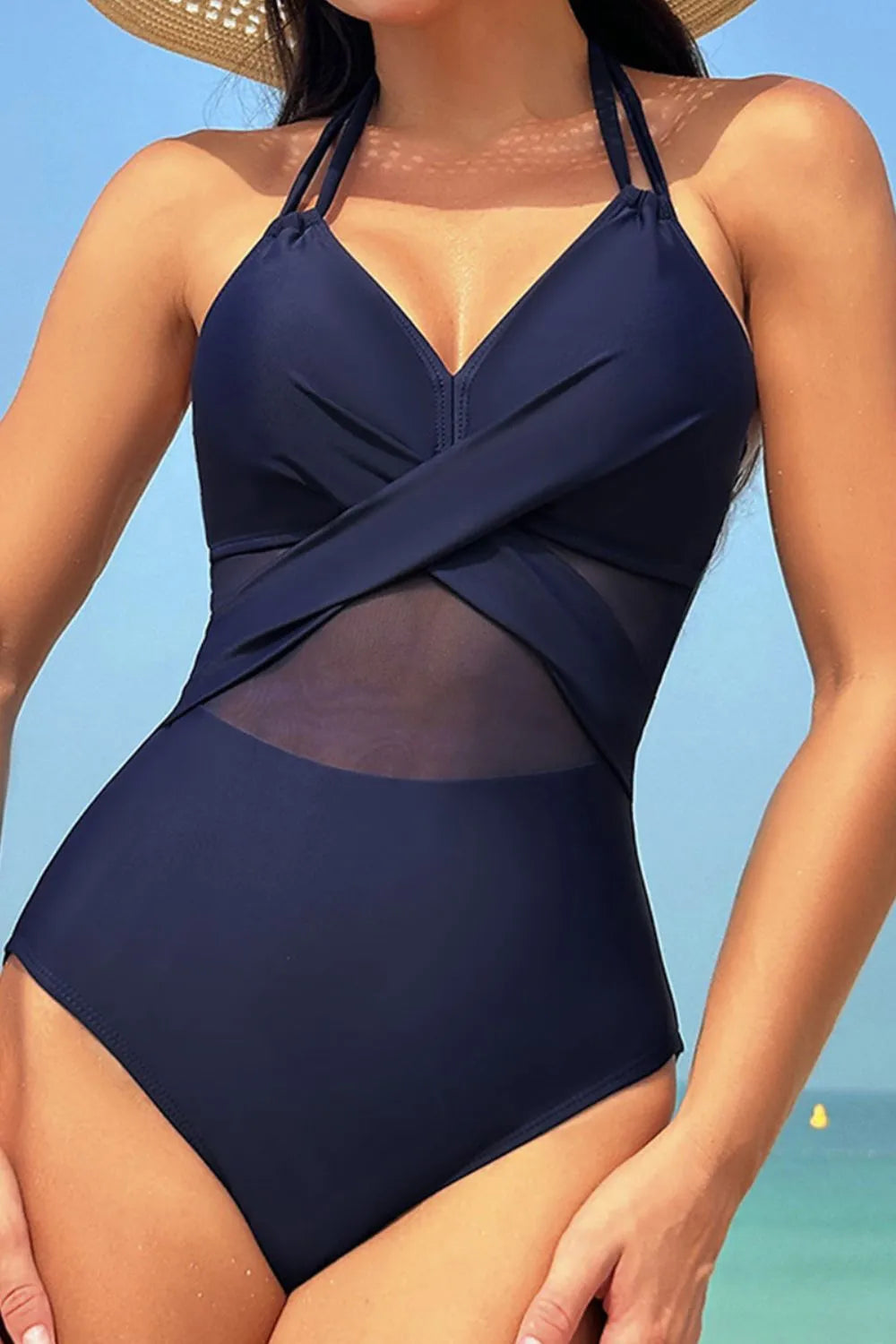 Crisscross Halter Neck One-Piece Swimwear - Lilixa.store
