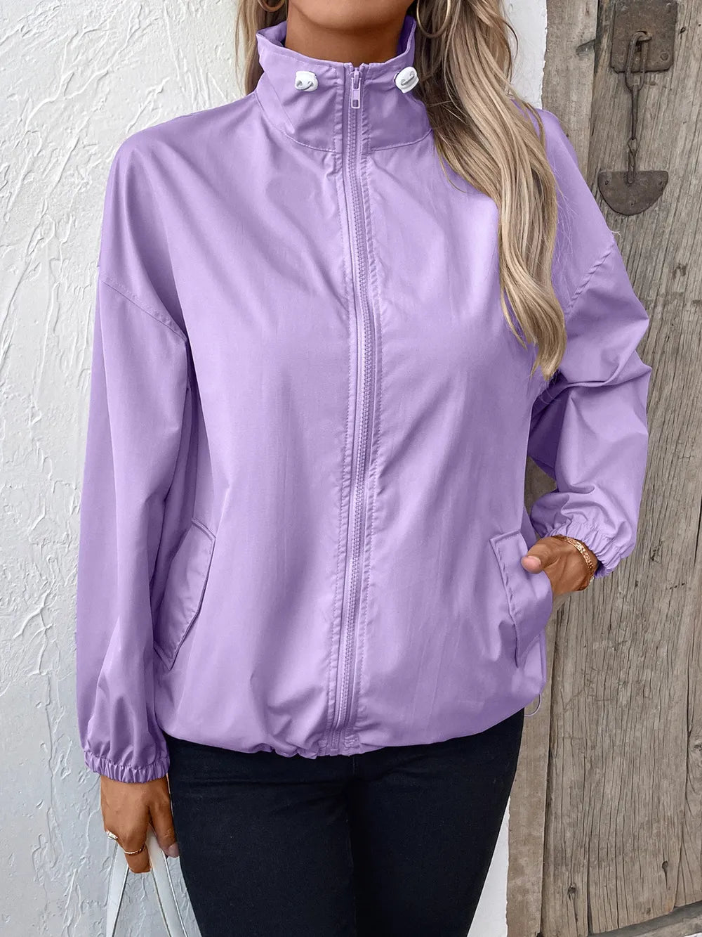 Ivy Lane Pocketed Zip Up Long Sleeve Jacket, view 13