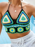 Geometric Halter Neck Swim Top - Lilixa.store