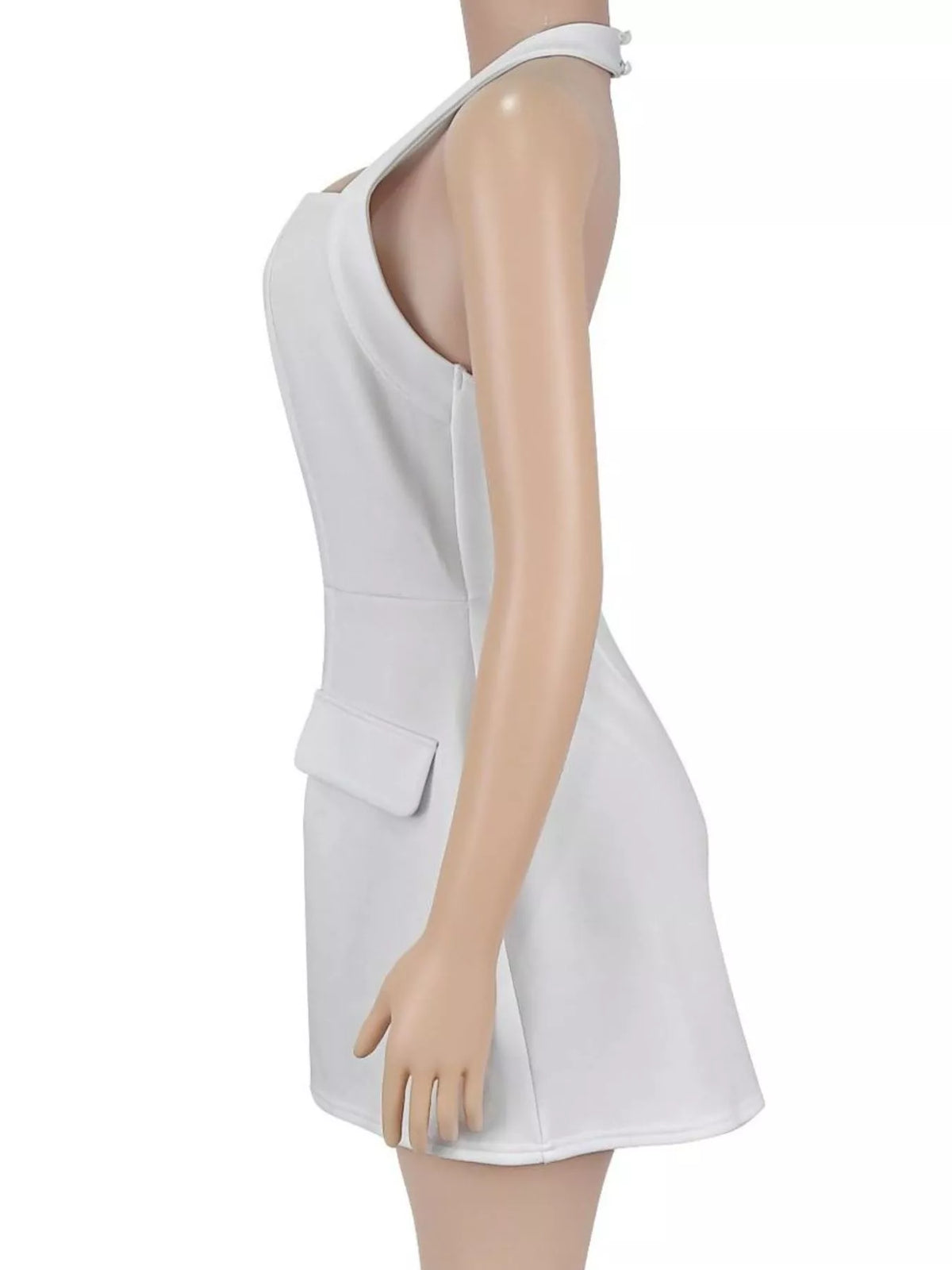 Halter Neck Mini Dress with Flap Pocket Detail - Lilixa.store