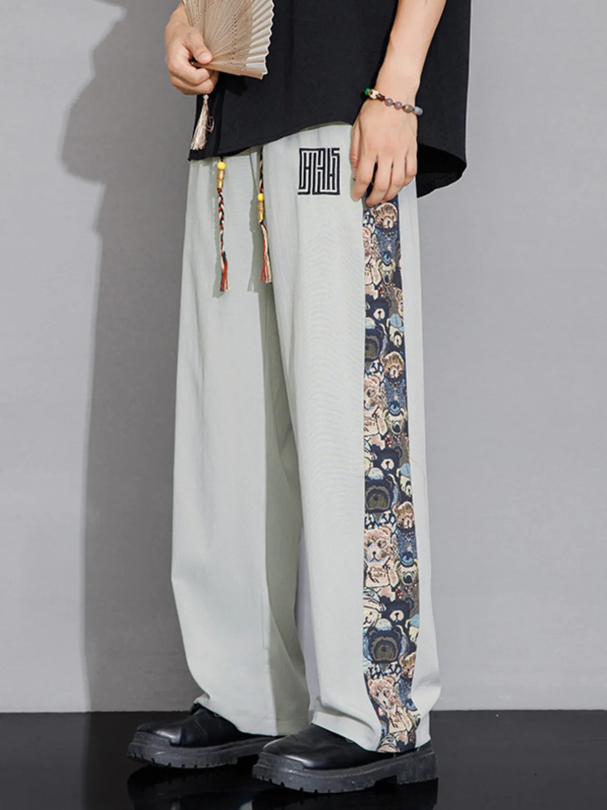 Men's Full Size Printed Side Stripe Loose Pants Plus Size, view 4