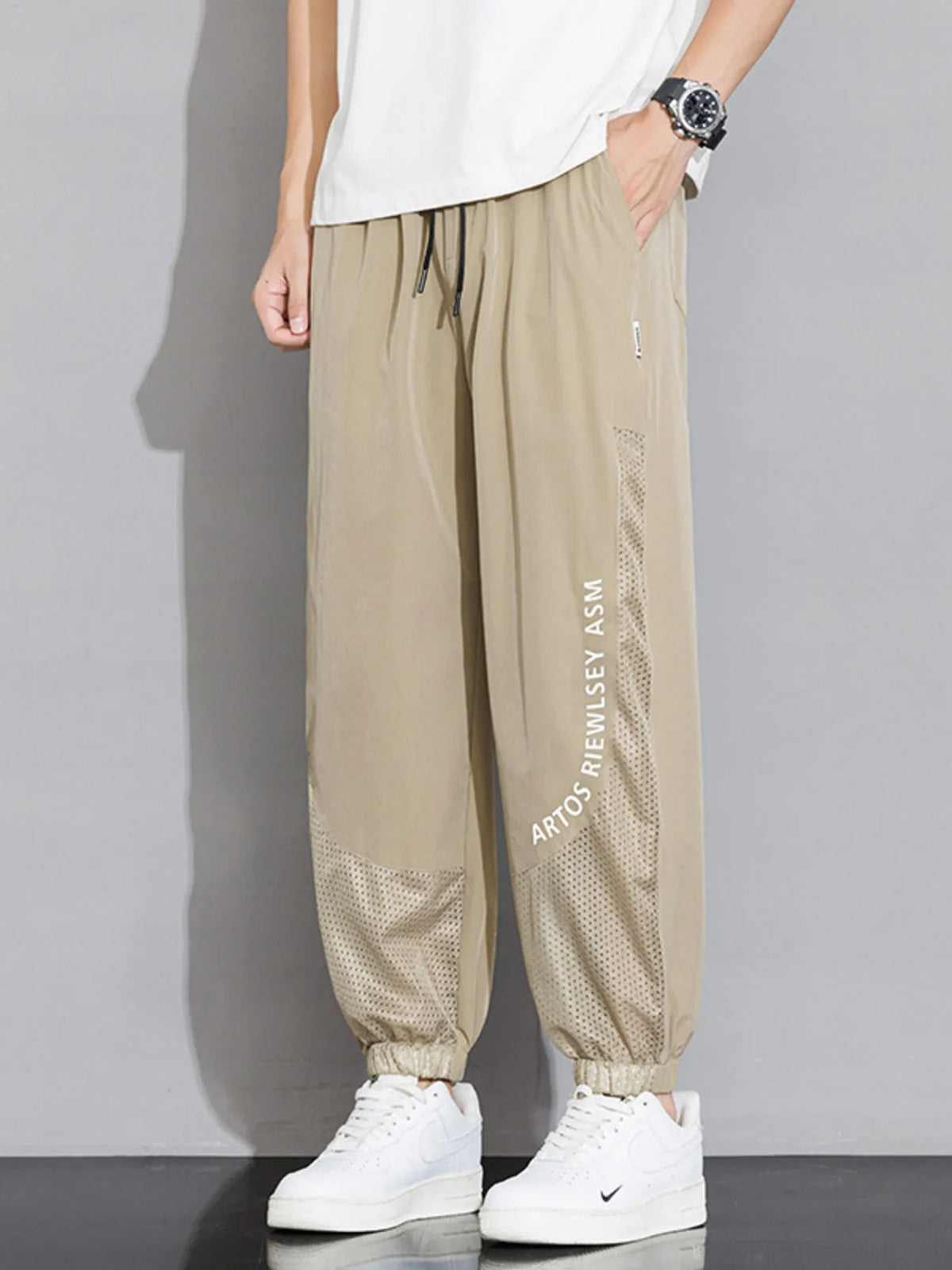 Men's Plus Size Wide Leg Pants in Khaki