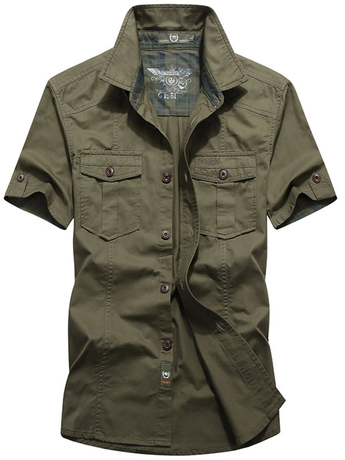 Men's Plus Size Casual Short Sleeve Cargo Shirt - Lilixa.store