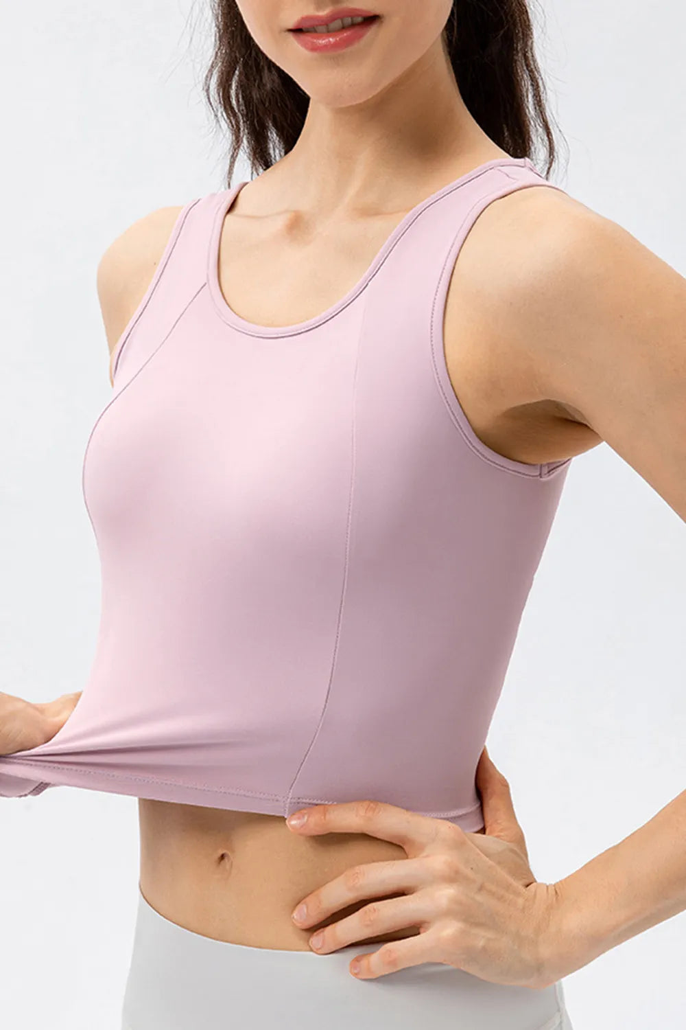Round Neck Wide Strap Active Tank - Lilixa.store