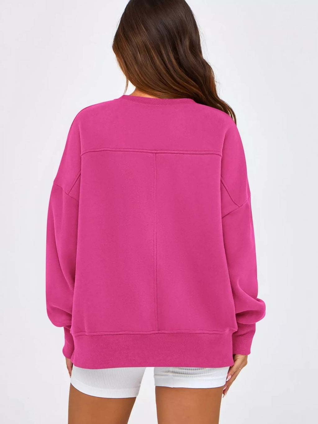 Slit Round Neck Dropped Shoulder Sweatshirt - Lilixa.store